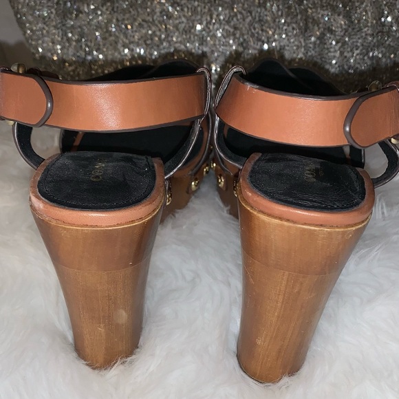 Worn 1x 👠 COACH Adessa leather wooden heels women’s size 9 - Picture 8 of 16